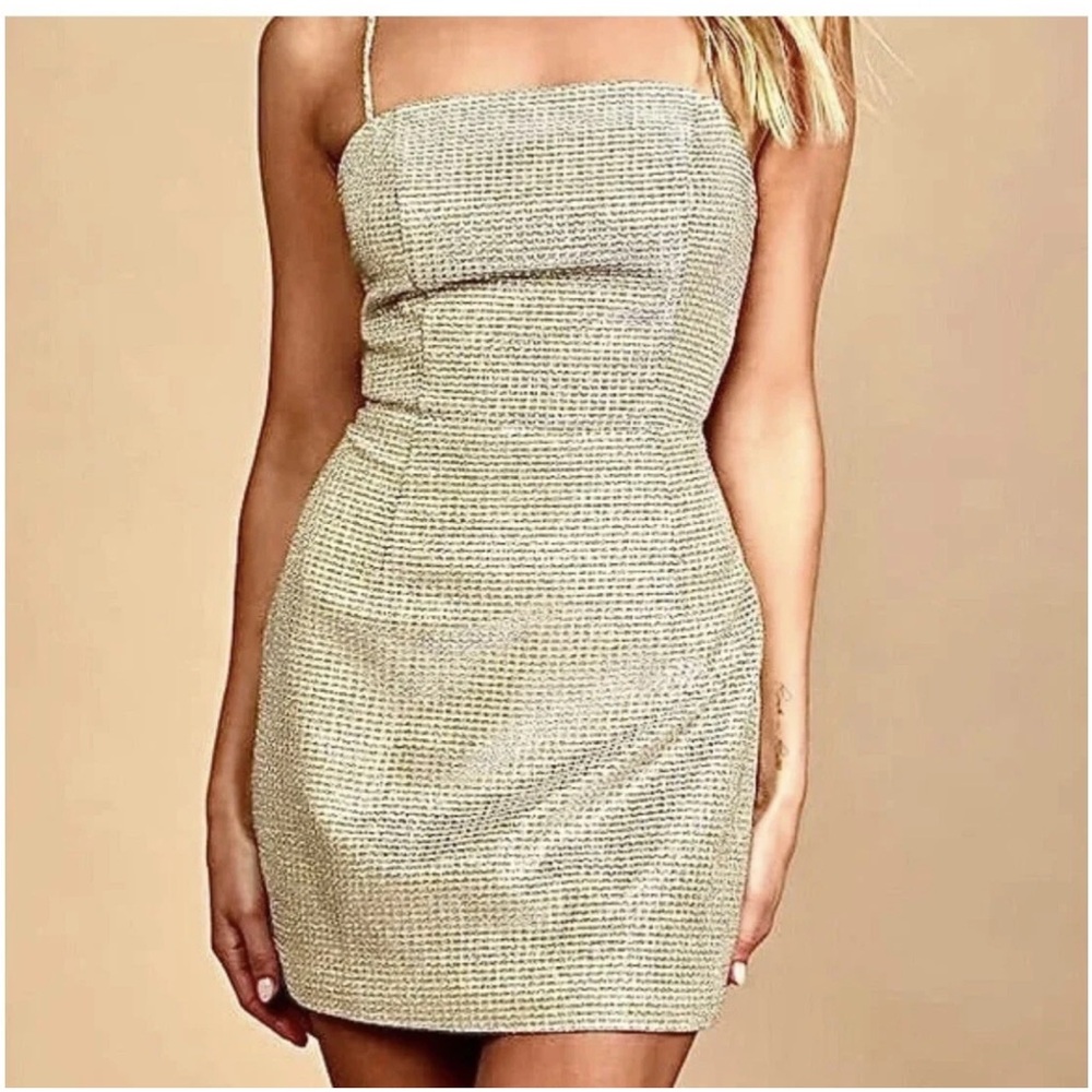 NWT! Lulus Gold Sparkly Shimmery Backless Mini Dress - Size M